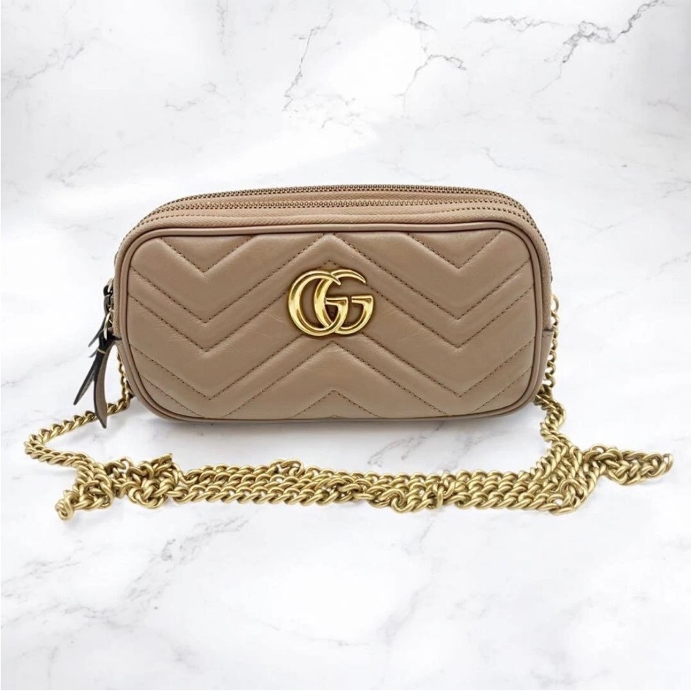 Gucci Beige Chevron Crossbody Bag